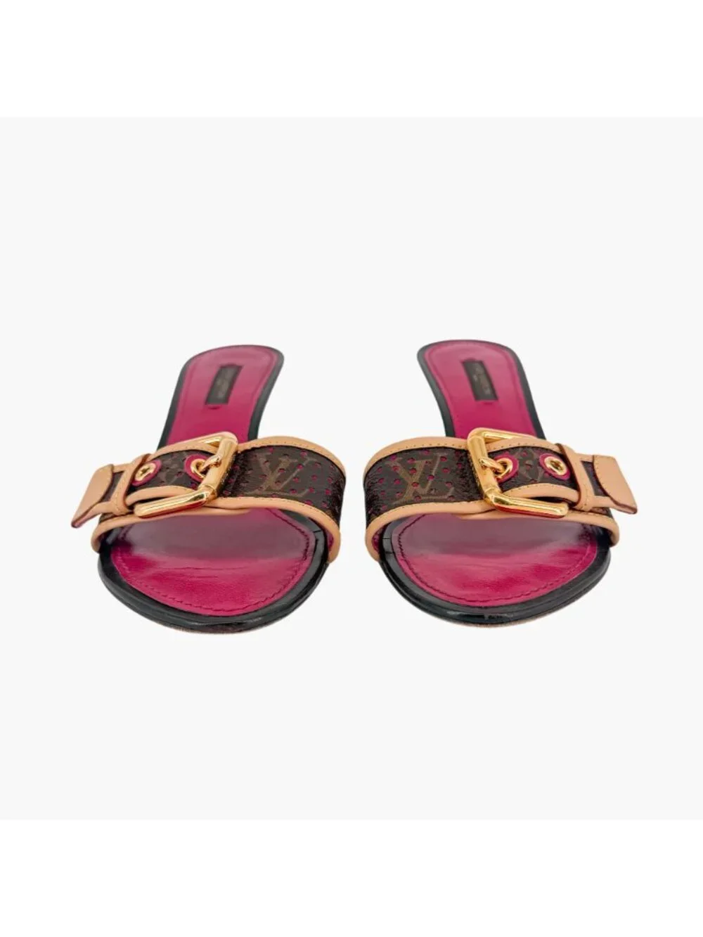 Louis Vuitton Vintage LV Kitten Mule Sandals Brown Size 36.5 US 6.5 Women's